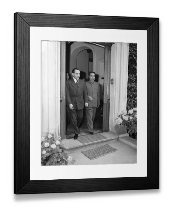 Framed Print : Chou En Lai and Pierre Mendes-France Standing in Villa Doorway Framed Print : Chou En Lai and Pierre Mendes-France Standing in Villa Doorway