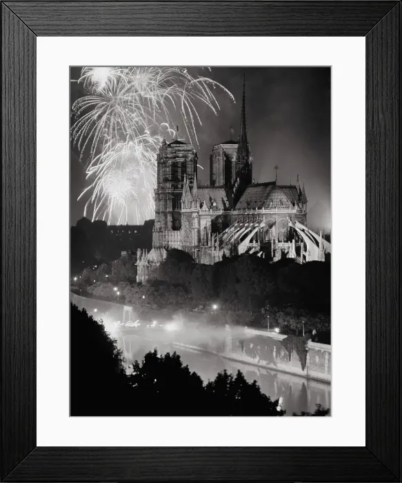 Framed Print : View of Notre Dame Under Firework Display Framed Print : View of Notre Dame Under Firework Display