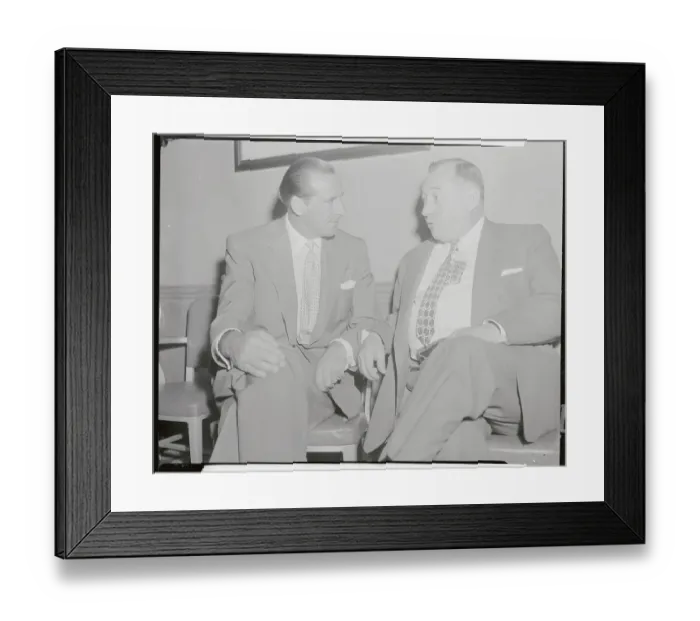 Framed Print : Hank Greenberg Sitting and Talking with George M. Weiss Framed Print : Hank Greenberg Sitting and Talking with George M. Weiss