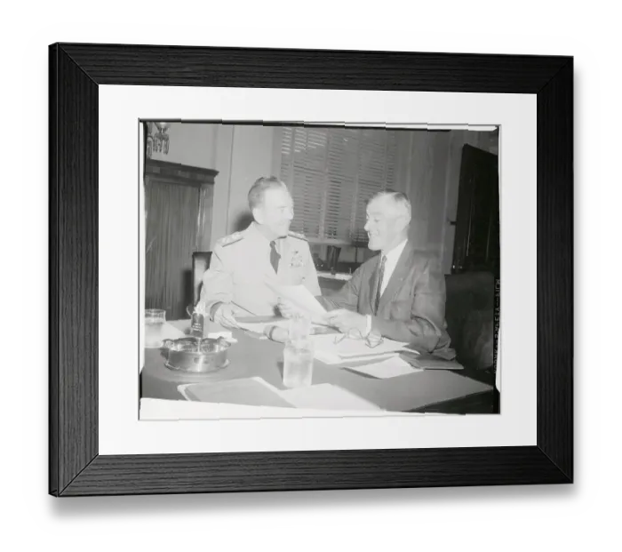 Framed Print : Arthur Radford Conferring With Leverett Saltonstall Framed Print : Arthur Radford Conferring With Leverett Saltonstall