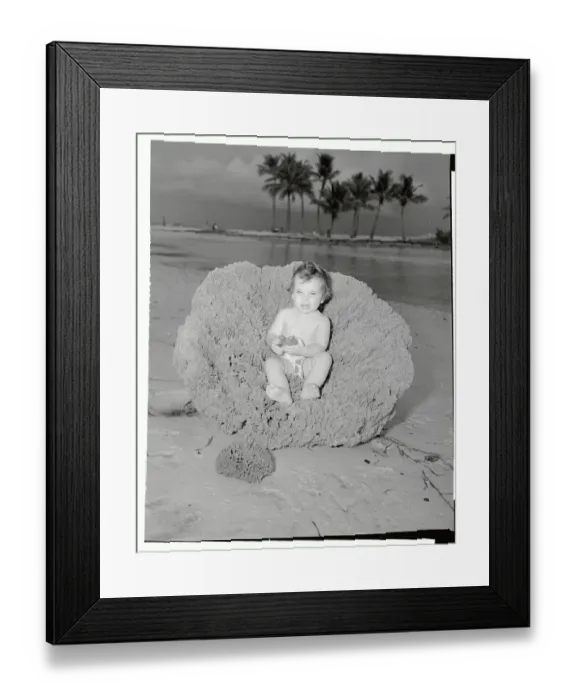 Framed Print : Child Reclining in Large Sponge Found in Florida Waters Framed Print : Child Reclining in Large Sponge Found in Florida Waters