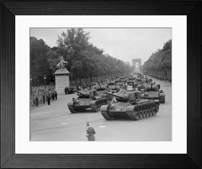 Framed Print : View of War Tanks Against Picturesque Paris Framed Print : View of War Tanks Against Picturesque Paris