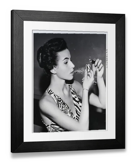 Framed Print : Woman In Bathing Suit Smoking Pipe Framed Print : Woman In Bathing Suit Smoking Pipe