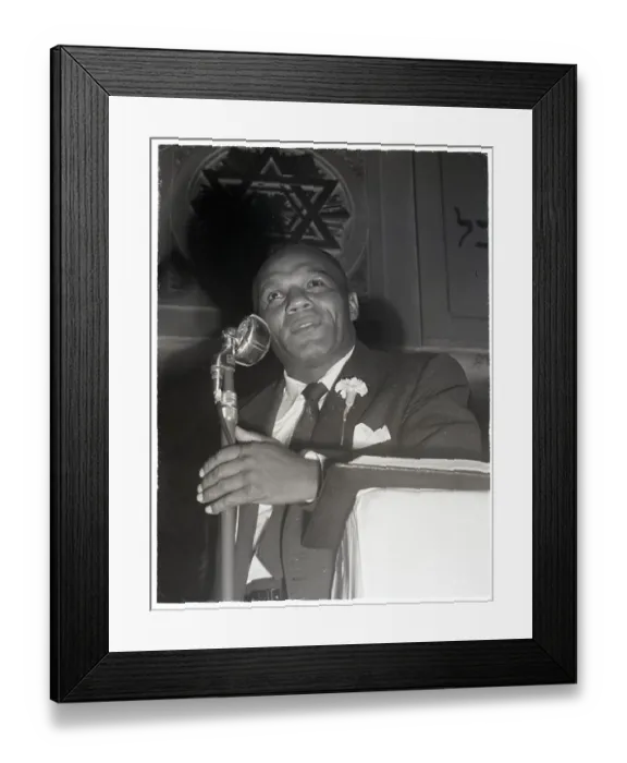 Framed Print : Joe Walcott Preaches Into Mic Close-Up Framed Print : Joe Walcott Preaches Into Mic Close-Up