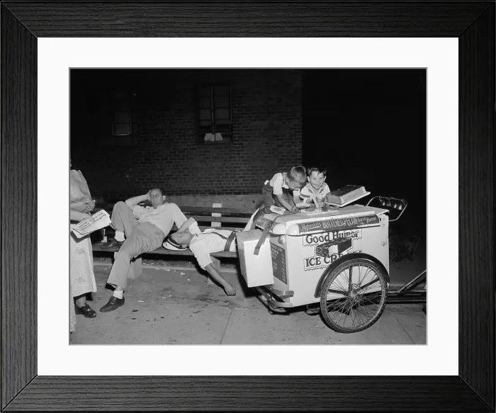 Framed Print : Ice Cream Man Sitting on a Bench Framed Print : Ice Cream Man Sitting on a Bench