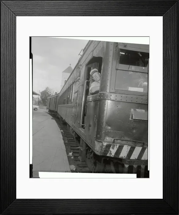 Framed Print : Engineer Looking out from Train Framed Print : Engineer Looking out from Train