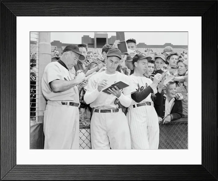 Framed Print : Joe DiMaggio with Old-Timers Framed Print : Joe DiMaggio with Old-Timers