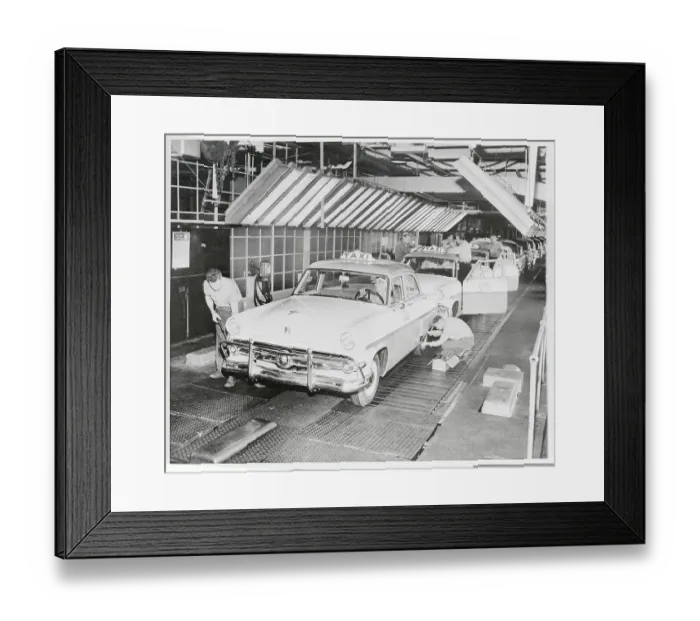 Framed Print : Employees Working on Car Assembly Line Framed Print : Employees Working on Car Assembly Line