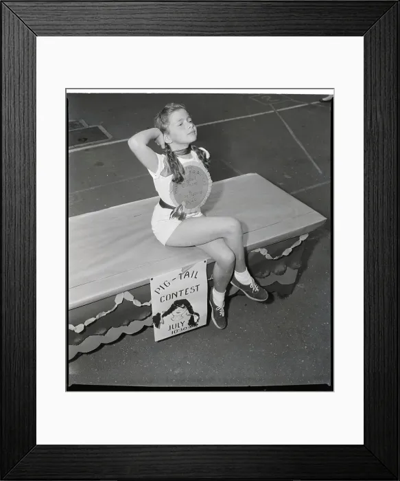 Framed Print : Girl Posing Cheesecake-Like; Pigtails Framed Print : Girl Posing Cheesecake-Like; Pigtails