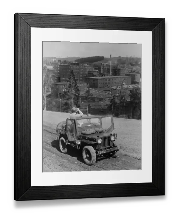 Framed Print : Cavalry Patrol Team in Jeep Framed Print : Cavalry Patrol Team in Jeep