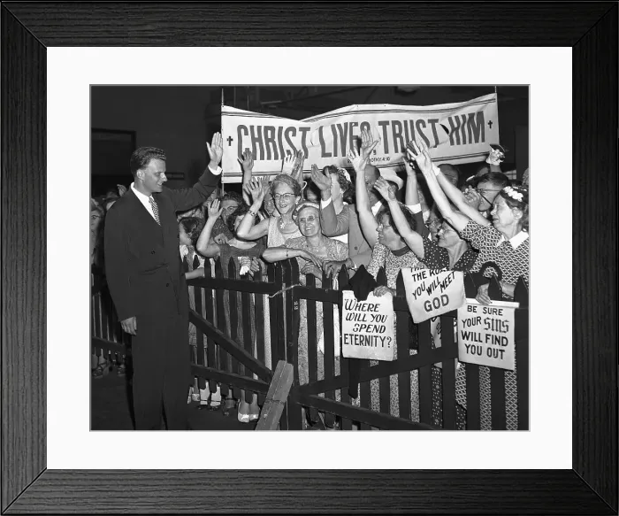 Framed Print : Billy Graham Being Welcomed by Christians Framed Print : Billy Graham Being Welcomed by Christians