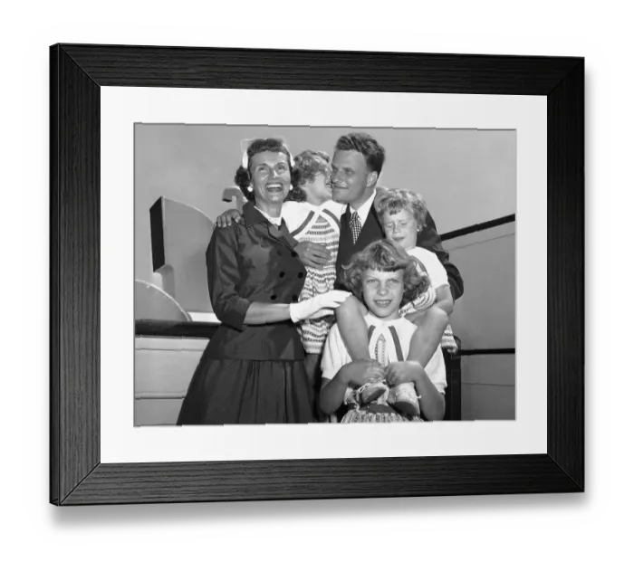 Framed Print : Billy Graham With Family on Ship Framed Print : Billy Graham With Family on Ship