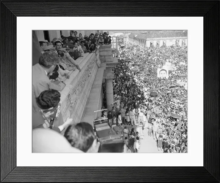 Framed Print : Crowds Greet Castillo Armas First Speech Framed Print : Crowds Greet Castillo Armas First Speech