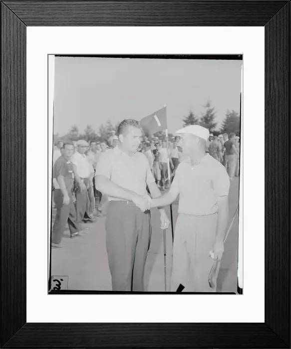 Framed Print : Julius Boros and George Fazio Shaking Hands at Golf Tournament