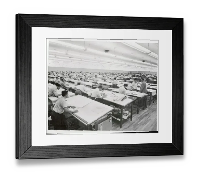Framed Print : View of Employees Inside Engineering Plant Framed Print : View of Employees Inside Engineering Plant