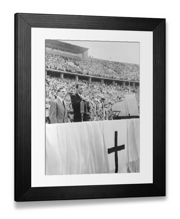 Framed Print : Evangelist Billy Graham Addressing Crowd in Germany Framed Print : Evangelist Billy Graham Addressing Crowd in Germany