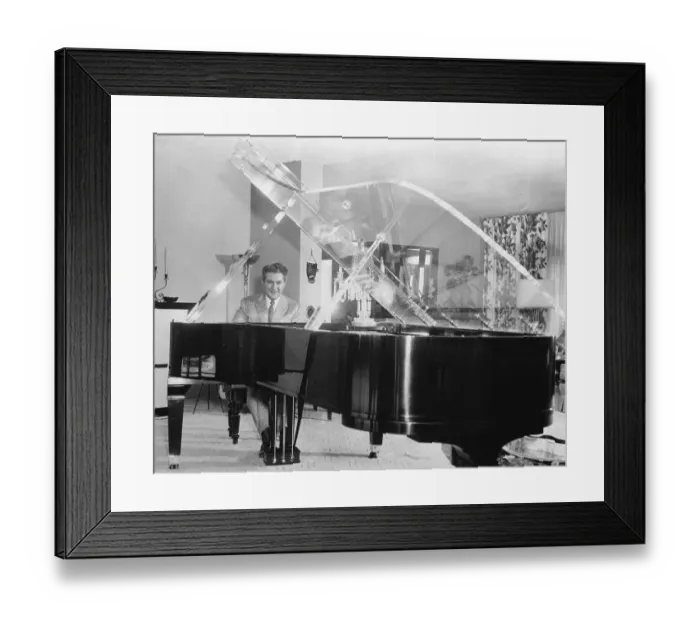 Framed Print : Liberace Playing Piano with Clear Lid Framed Print : Liberace Playing Piano with Clear Lid