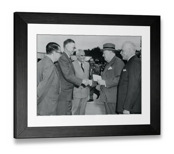 Framed Print : Winston Churchill Being Greeted at Airport Framed Print : Winston Churchill Being Greeted at Airport