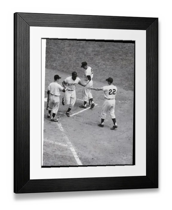 Framed Print : Willie Mays Welcomed As He Crosses Home Framed Print : Willie Mays Welcomed As He Crosses Home
