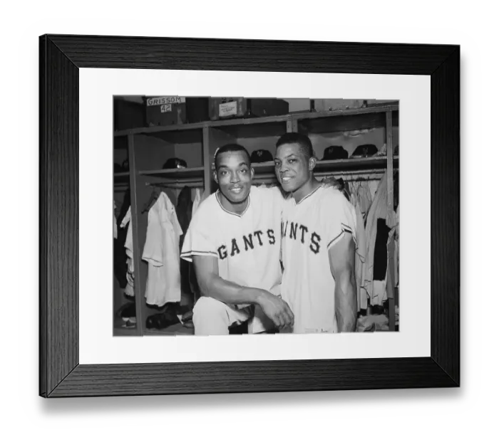 Framed Print : Mays, Monte Irvin Embracing In Dressing Framed Print : Mays, Monte Irvin Embracing In Dressing