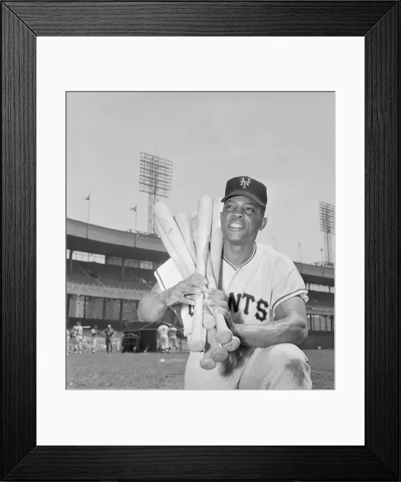 Framed Print : Willie Mays Holding Baseball Bats Framed Print : Willie Mays Holding Baseball Bats