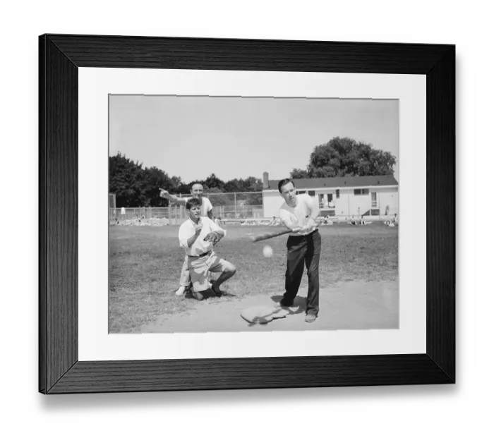 Framed Print : Baseball Actionw / Senators; Incl. Kennedy Framed Print : Baseball Actionw / Senators; Incl. Kennedy