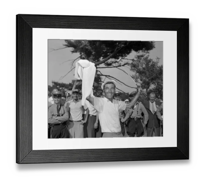 Framed Print : Ed Furgol Waving Sweater and Golf Club Framed Print : Ed Furgol Waving Sweater and Golf Club