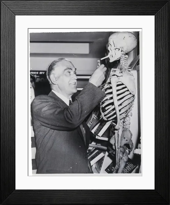 Framed Print : Karloff Lights Cigarette for Skeleton Framed Print : Karloff Lights Cigarette for Skeleton