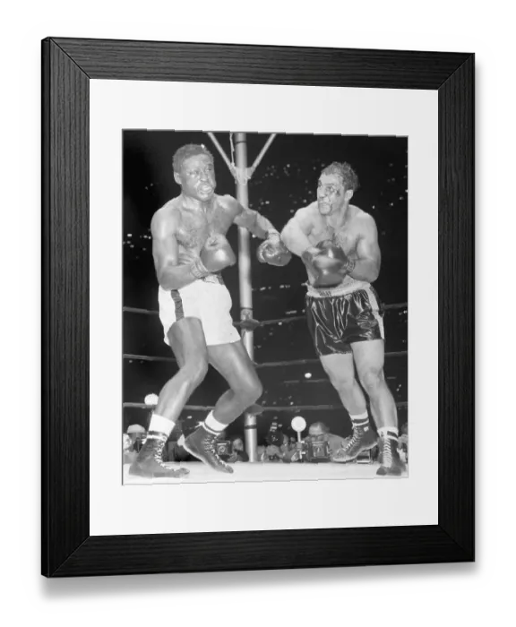 Framed Print : Ezzard Charles Punched by Rocky Marciano Framed Print : Ezzard Charles Punched by Rocky Marciano