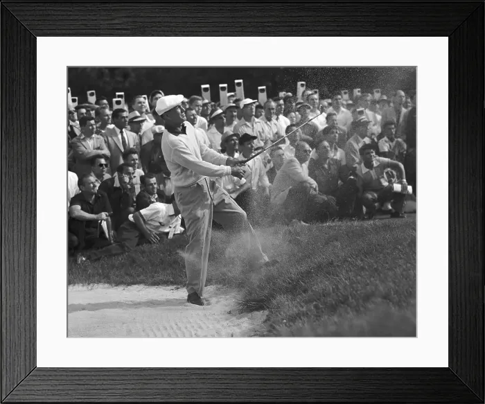 Framed Print : Ben Hogan Swinging in Sand Trap