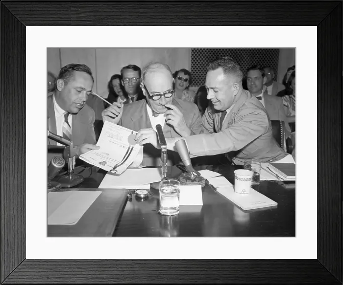 Framed Print : Army Men Looking Over Document