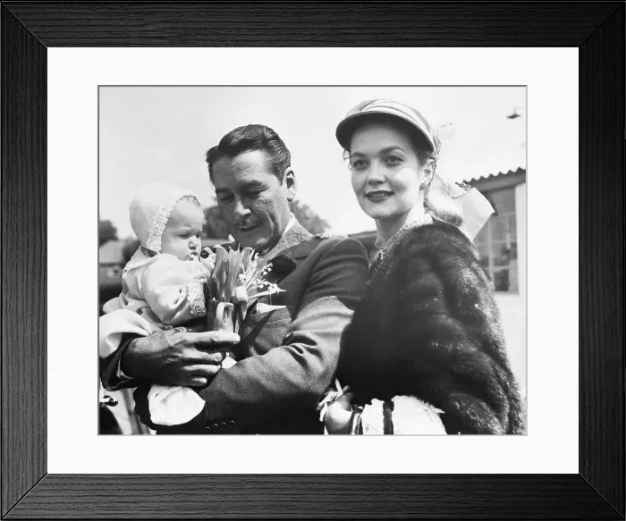 Framed Print : Errol Flynn with Wife and Daughter