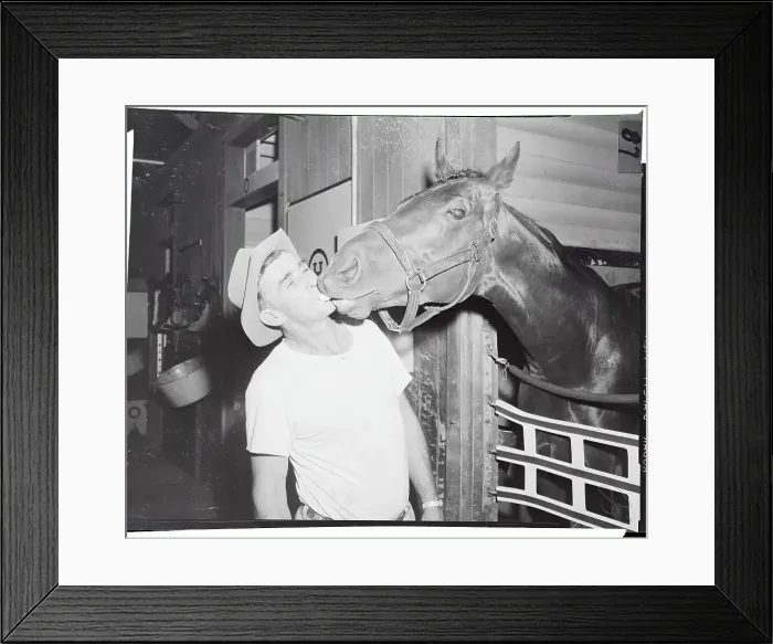 Framed Print : Frank Salesky Giving Sugar to Horse Framed Print : Frank Salesky Giving Sugar to Horse