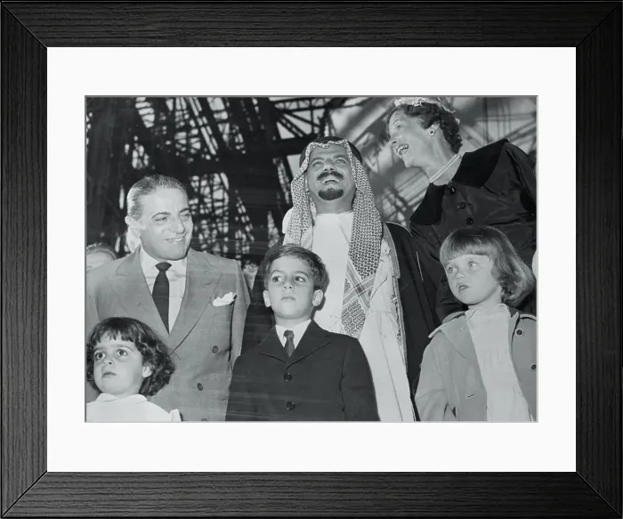 Framed Print : Aristotle Onassis Posing With His Children and Dignitaries Framed Print : Aristotle Onassis Posing With His Children and Dignitaries