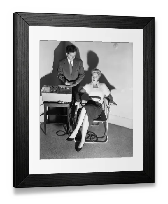 Framed Print : Dr. Inbau Adminstering Lie Detector Test Framed Print : Dr. Inbau Adminstering Lie Detector Test