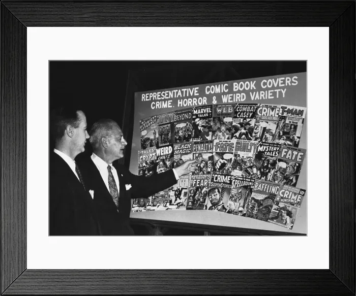 Framed Print : Politicians Observing and Discussing Display of Comic Books Framed Print : Politicians Observing and Discussing Display of Comic Books
