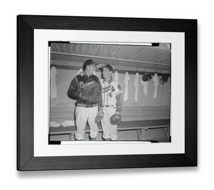 Framed Print : Bobby Thomson and Danny O'Connell Standing in Dugout Framed Print : Bobby Thomson and Danny O'Connell Standing in Dugout