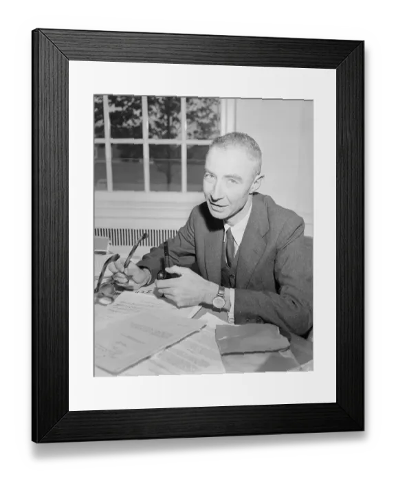 Framed Print : Dr. Robert Oppenheimer Seated W / Pipe Framed Print : Dr. Robert Oppenheimer Seated W / Pipe
