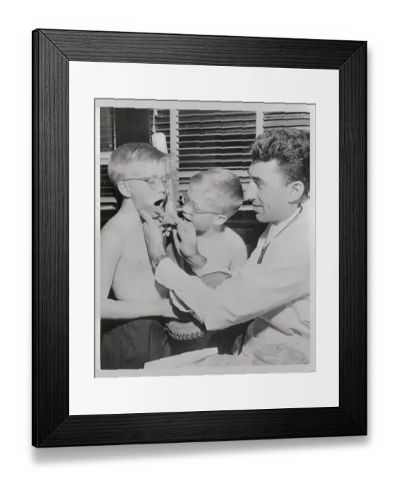Framed Print : Twin Brothers Receiving Physical Exam from Doctor Framed Print : Twin Brothers Receiving Physical Exam from Doctor