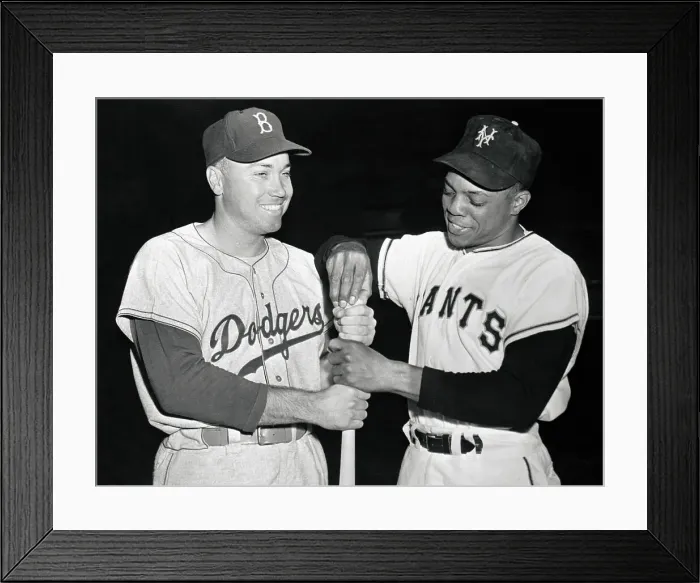 Framed Print : Willie Mays and Duke Snider Holding Baseball Bat Framed Print : Willie Mays and Duke Snider Holding Baseball Bat