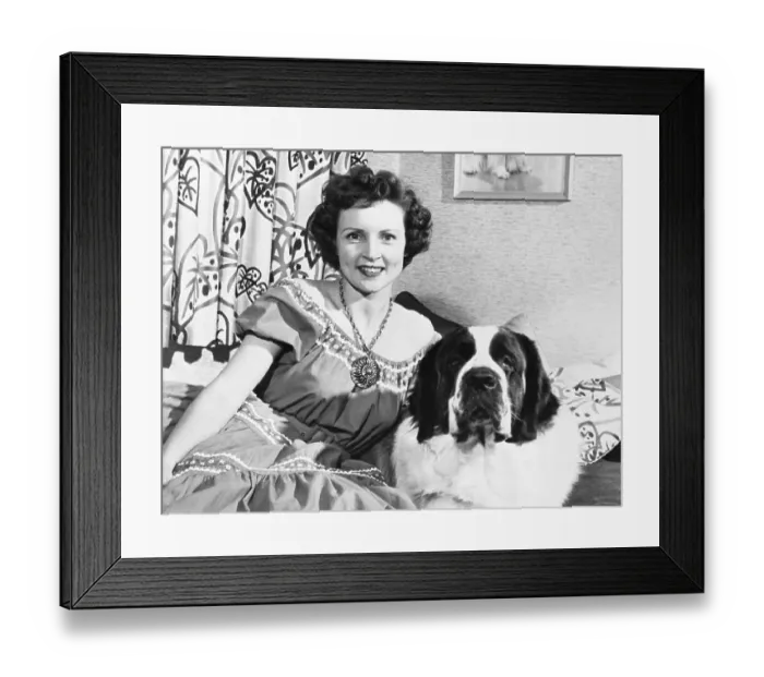 Framed Print : Betty White and Her St. Bernard Framed Print : Betty White and Her St. Bernard