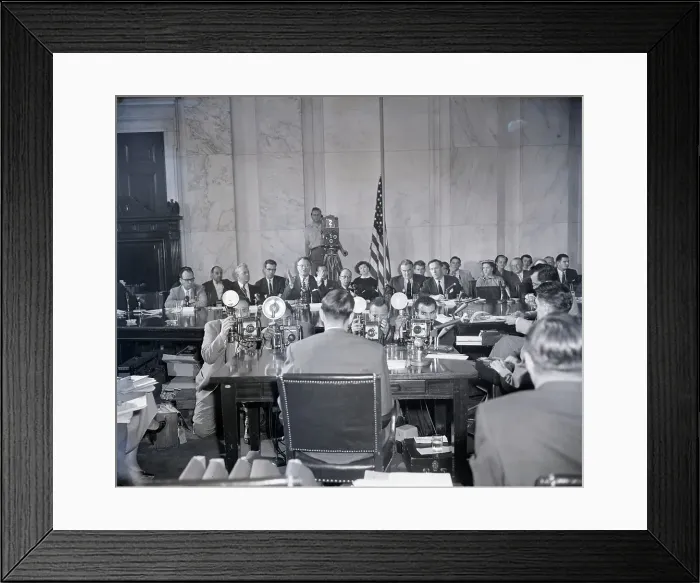 Framed Print : Ray Cohn Faces Cameras at Senate Hearing Framed Print : Ray Cohn Faces Cameras at Senate Hearing
