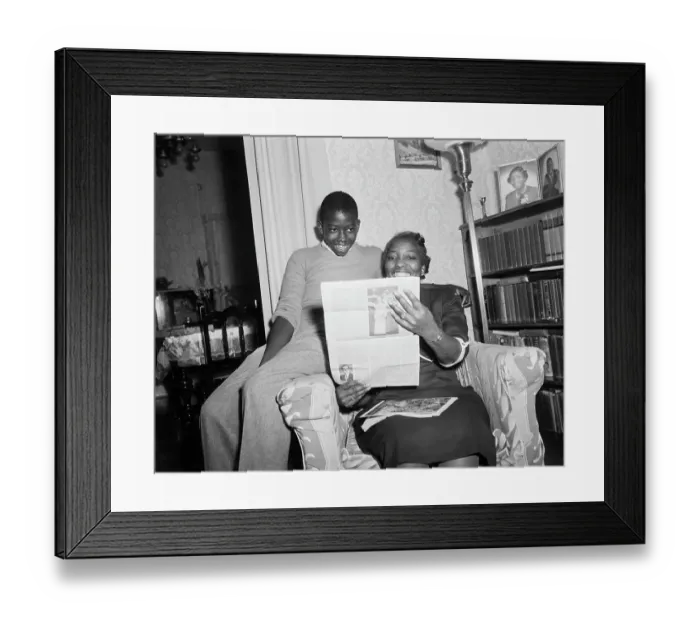 Framed Print : Spottswood Bolling and Mother Reading Newspaper Framed Print : Spottswood Bolling and Mother Reading Newspaper