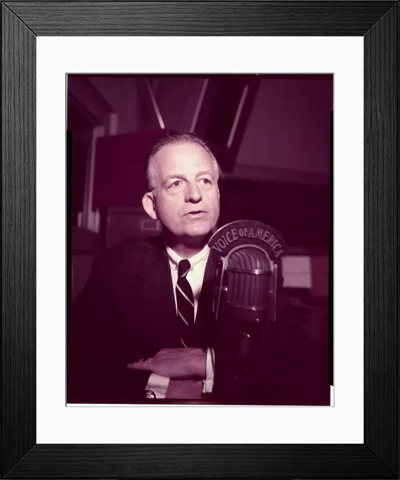 Framed Print : J. R. Poppele Sitting at Microphone Framed Print : J. R. Poppele Sitting at Microphone