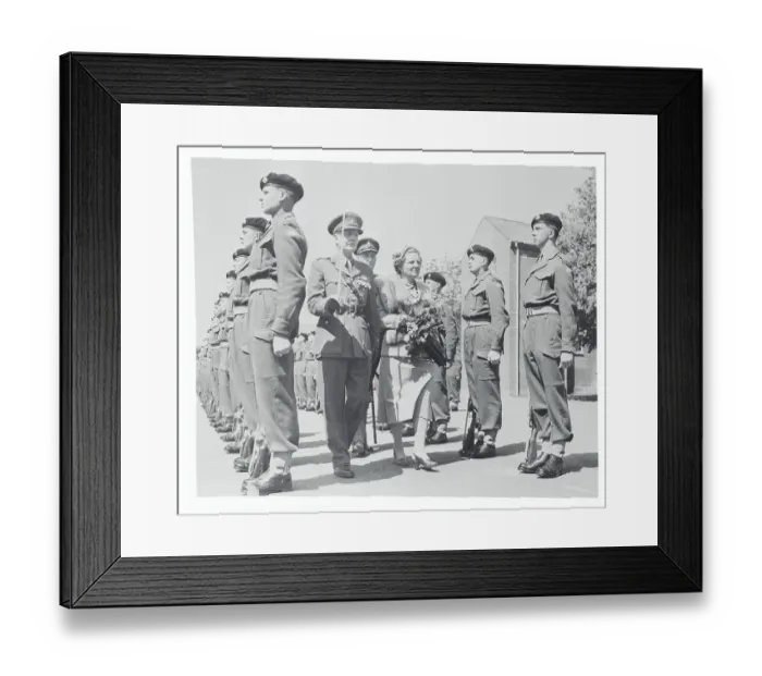 Framed Print : Queen Juliana Marching Along Soldiers Framed Print : Queen Juliana Marching Along Soldiers