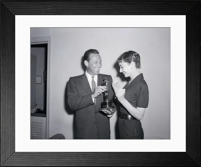 Framed Print : William Holden Handing Audrey Hepburn Oscar Framed Print : William Holden Handing Audrey Hepburn Oscar