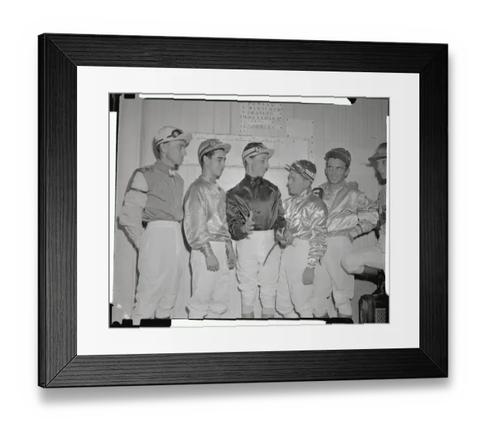 Framed Print : Eddie Arcaro and Team Jockies Having Conversation Framed Print : Eddie Arcaro and Team Jockies Having Conversation