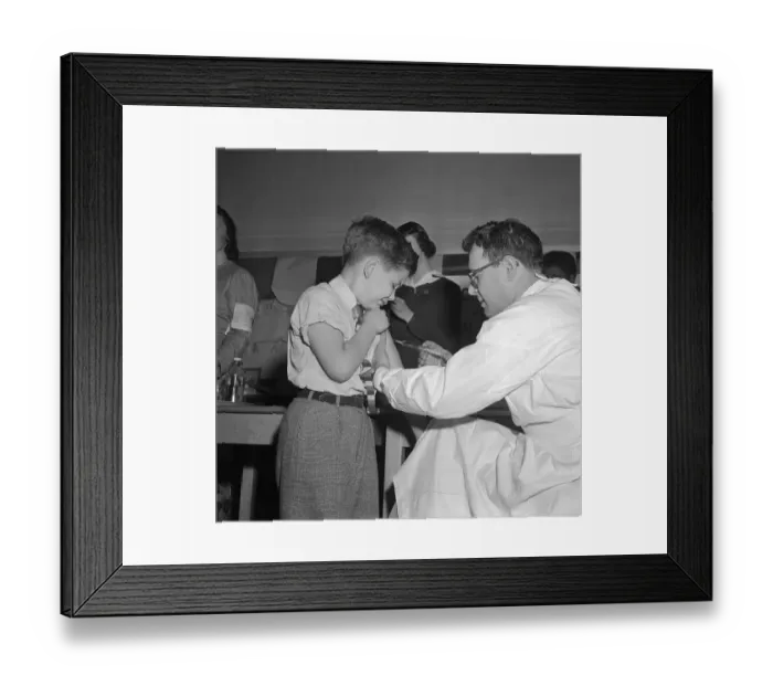 Framed Print : Boy Getting Vaccinated Against Polio Framed Print : Boy Getting Vaccinated Against Polio