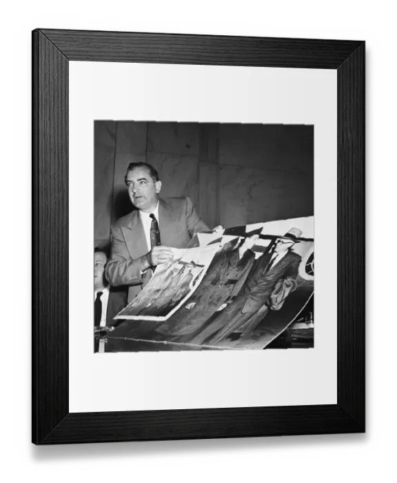 Framed Print : Joseph McCarthy Holding Large Photographs Framed Print : Joseph McCarthy Holding Large Photographs