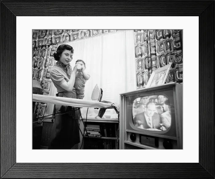 Framed Print : Mother and Son Watching McCarthy Hearings on TV Framed Print : Mother and Son Watching McCarthy Hearings on TV